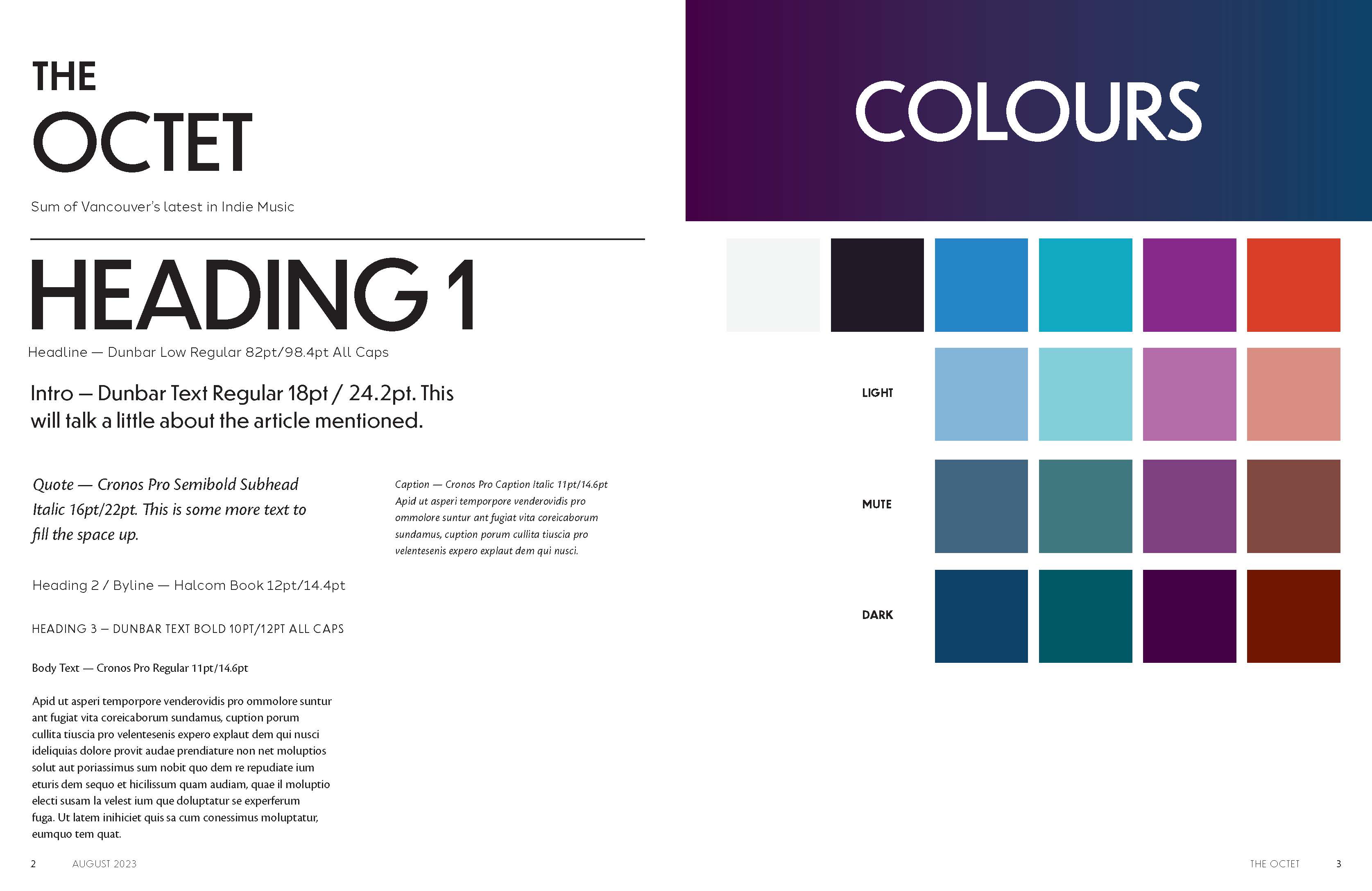 The branding guidelines for The Octet.