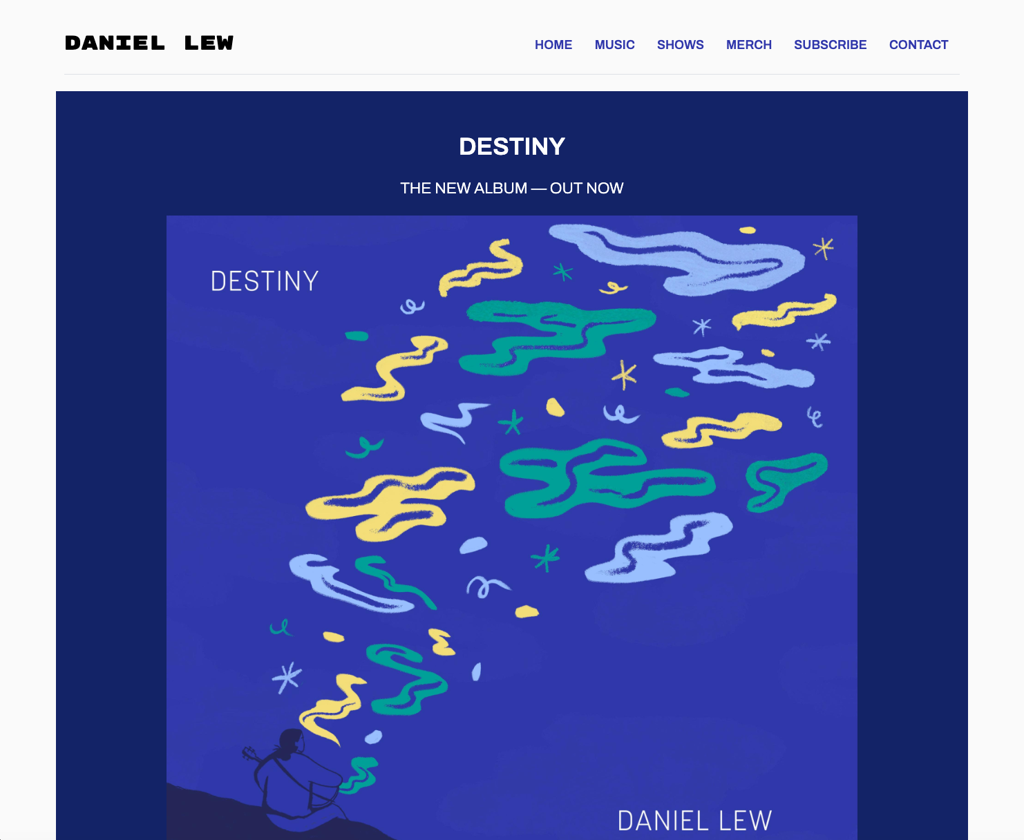 The landing page for Daniel Lew's website.